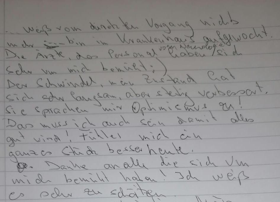 Lettera paziente tedesca ricoverata e dimessa in Veneto dopo la tragedia della Marmolada