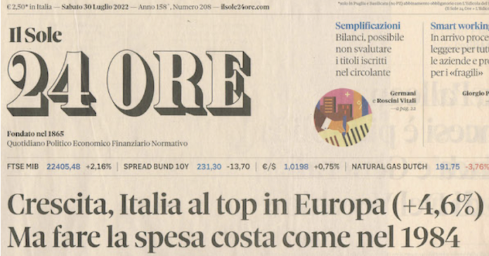 Il Sole 24 Ore azzera l'inflazione, il titolo da 