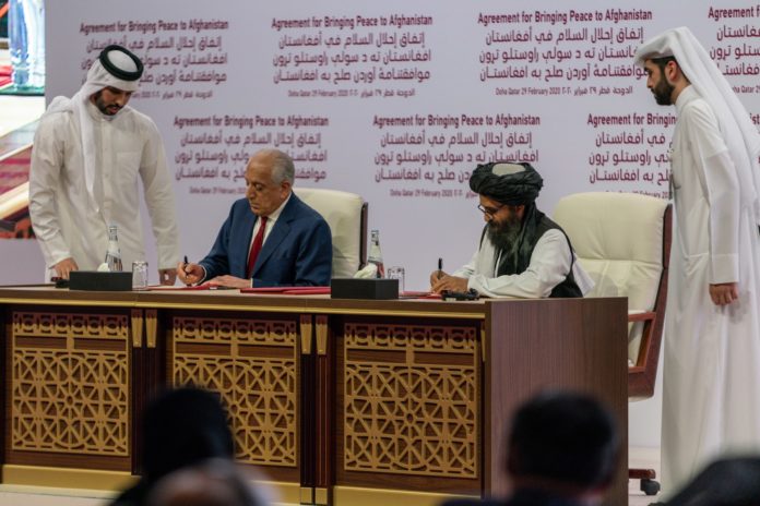 La firma dell'accordo di Doha il 29 settembre 2020