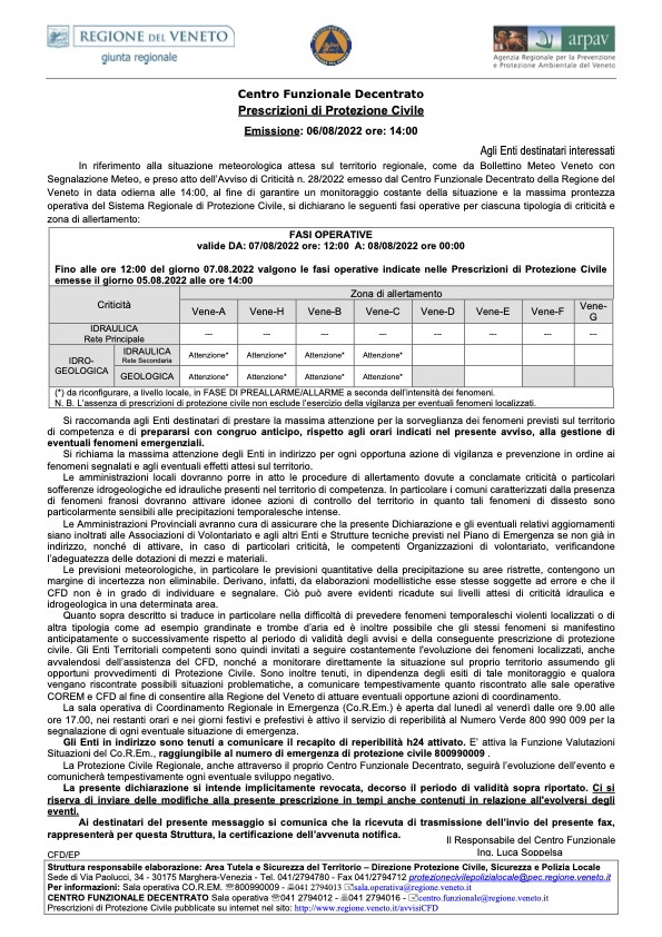 Meteo, protezione civile