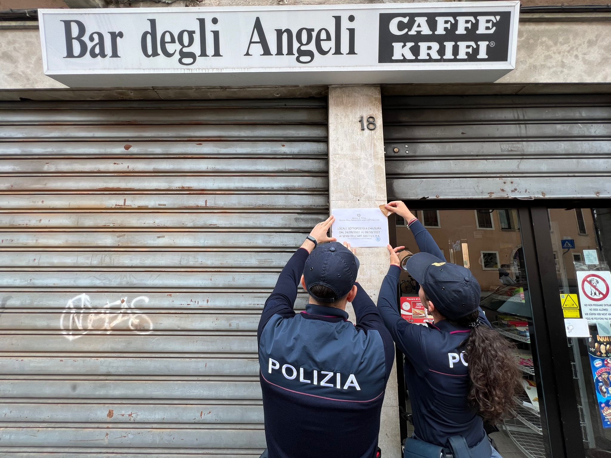 Bar degli angeli a Vicenza chiuso per 15 giorni