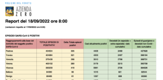 Covid Veneto 18/9: 1.753 casi (-497), 3 morti (+1). Vaccini 773. A Vicenza 416 (-77) nuovi casi e nessun nuovo morto. Dati e tabelle province Dati casi Covid per provincia in Veneto al 18 settembre ore 8