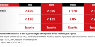 LR Vicenza: campagna abbonamenti con i prezzi aggiornati al rateo della gara già disputata abbonamenti