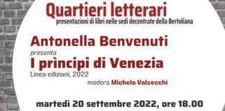 Quartieri letterari di Vicenza, presentazione del libro di Antonella Benvenuti “I principi di Venezia” i principi di venezia