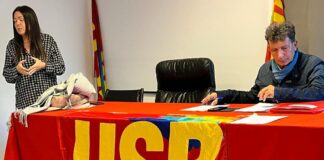 Anna Rita Simone nuova rappresentante legale di USB lavoro privato Vicenza Anna Rita Simone (rappresentante legale Usb lavoro privato Vicenza) a sx con Massimo D'Angelo