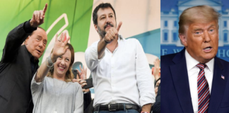Meloni più Berlusconi e Salvini fanno un Trump? Prof. Maceri dagli Usa: “Meloni è meno pericolosa di Trump, qui lo vedono come un Dio in terra” Berlusconi, Meloni, Salvini e Trump