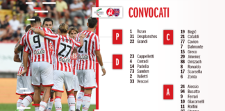 L’elenco dei 26 giocatori biancorossi convocati per LR Vicenza-Virtus Verona