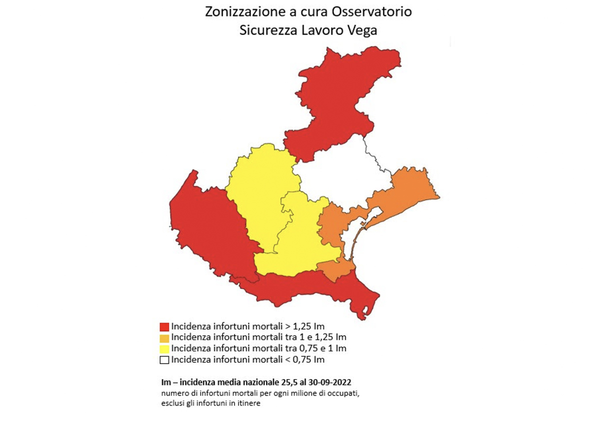 vittime lavoro veneto province 09 2022