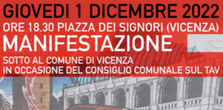 Attraversamento Vicenza, protesta No Tav in concomitanza del consiglio comunale sul tema no tav protesta attraversamento vicenza