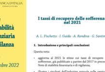 Banca d’Italia: i tassi di recupero delle sofferenze nel 2021 Banca d'Italia e sofferenze