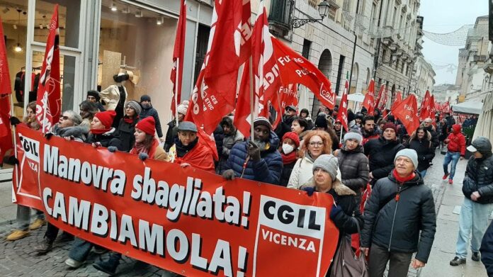 Cgil sciopero contro manovra governo meloni vicenza