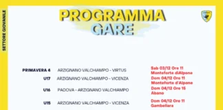 Fc Arzignano Chiampo, settore giovanile programma gare 3-4 dicembre Fc Arzignano Chiampo, settore giovanile programma gare 3-4 dicembre