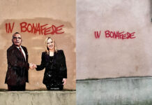 Messina Denaro e Meloni, murales provocatorio dello street artist veneto Evyrein apparso e scomparso in poche ore Messina Denaro e Meloni evyrein