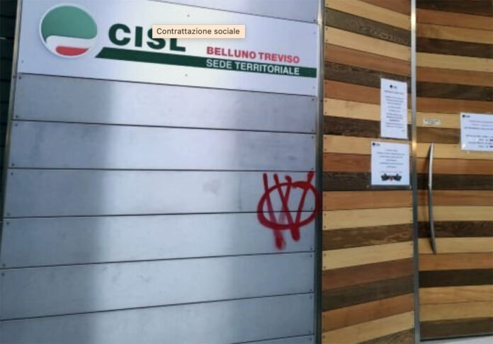 atto vandalico sede cisl treviso