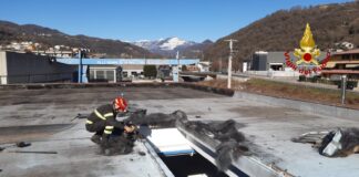 Chiampo, a fuoco lucernario di un capannone: intervento dei vigili del fuoco