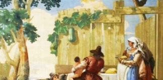 Giandomenico Tiepolo: Pranzo all’aperto di una famiglia di contadini