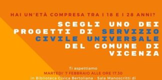 Servizio civile Vicenza, c’è tempo fino al 10 febbraio per candidarsi Servizio civile vicenza