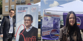 Via del Mercato Nuovo: arena “alternata” del cdx di Rucco (“AMCPS ai magazzini Generali”) e della sinistra unitaria di La Comune con Annarita Simone candidata In Via del Mercato Nuovo Francesco Rucco, (cdx) e Alessandra Simone (sinistra La Comune)