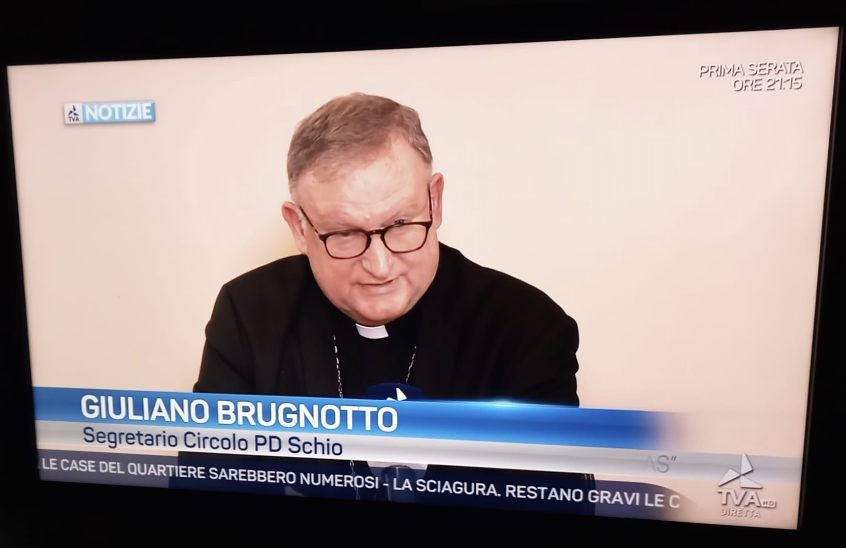 Vescovo Vicenza segretario circolo Pd di Schio su tv locale