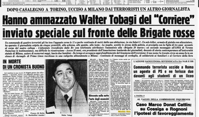 Giornalista Walter Tobagi ucciso dalle brigate rosse il 28 maggio del 1980