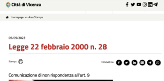 Comunicati stampa ‘elettorali’ per ViPiù, Ufficio stampa Comune Vicenza obbligato da AGCOM pubblica non rispondenza alla Legge con… “discrezione” Comunicati stampa comune di Vicenza, pubblicazione sanzione Agcom ben poco trasparente