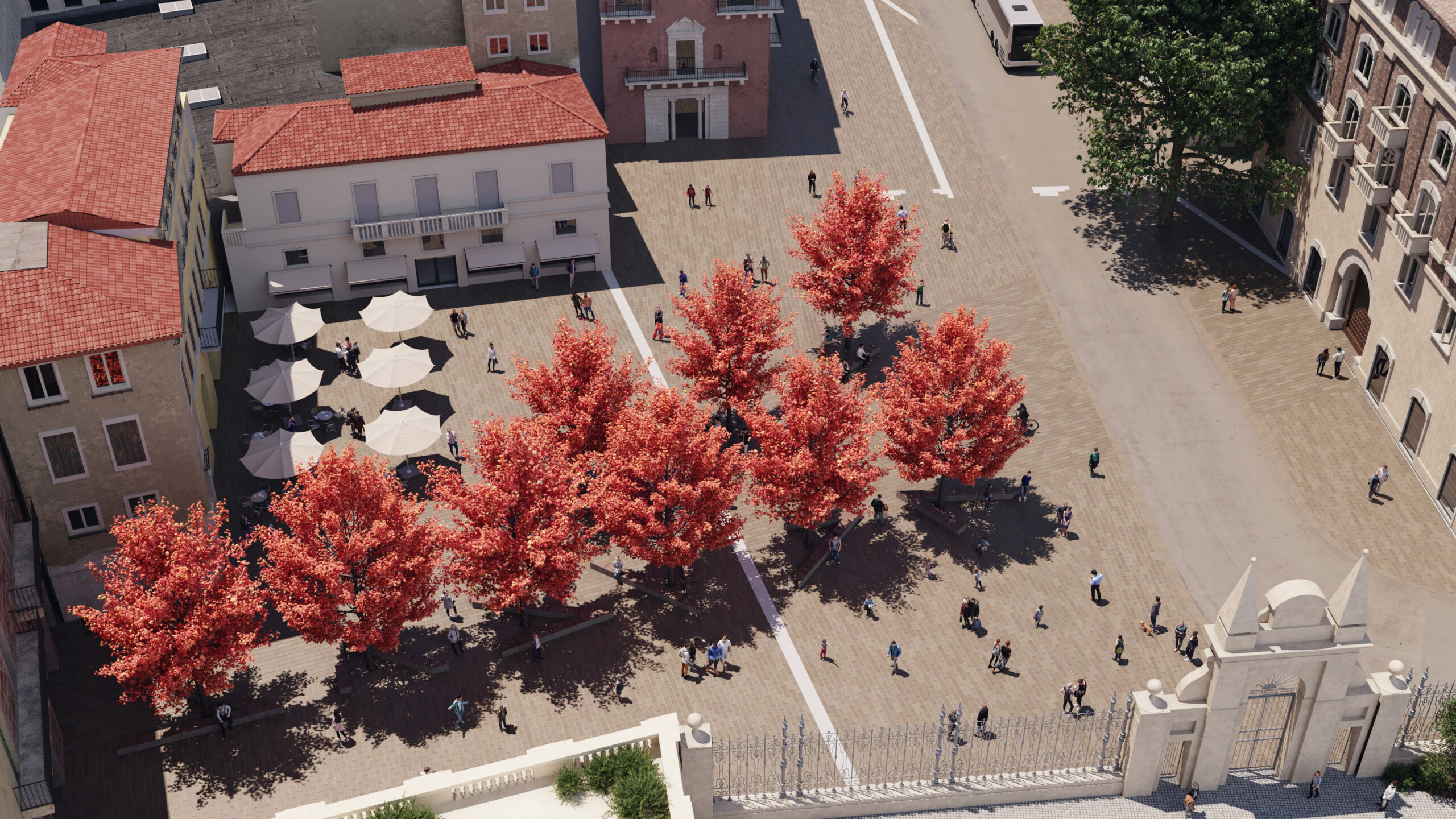 Piazzale De Gasperi, un rendering del progetto di rigenerazione