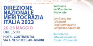 Rimini 26-28 maggio, 2023 Direzione Nazionale di Meritocrazia Italia: “Una nuova fase di cittadinanza attiva” Direzione nazionale a Rimini di Meritocrazia Italia