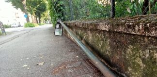 Lampione cede e cade su Viale Trento, segnalazione del consigliere del Pd Giovanni Battista Rolando lampione