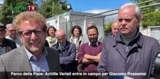 Dal parco della Pace Possamai cala “l’asso” dalla manica contro Rucco. Variati: “I turisti vengono qui non per vedere due giostrine, santa Madonna!” Achille Variati con Giacomo Possamai e vari candidati delle liste a suo sostegno