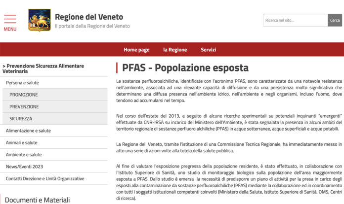 pfas veneto piano sorveglianza dati regione