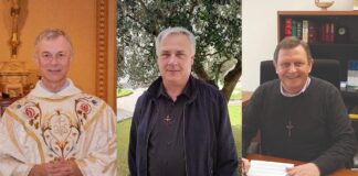 Don Giampaolo Marta nuovo Vicario generale della diocesi di Vicenza. Le congratulazioni di Zaia da sinistra don Claudio Zilio, don Giampaolo Marta e don Flavio Marchesini