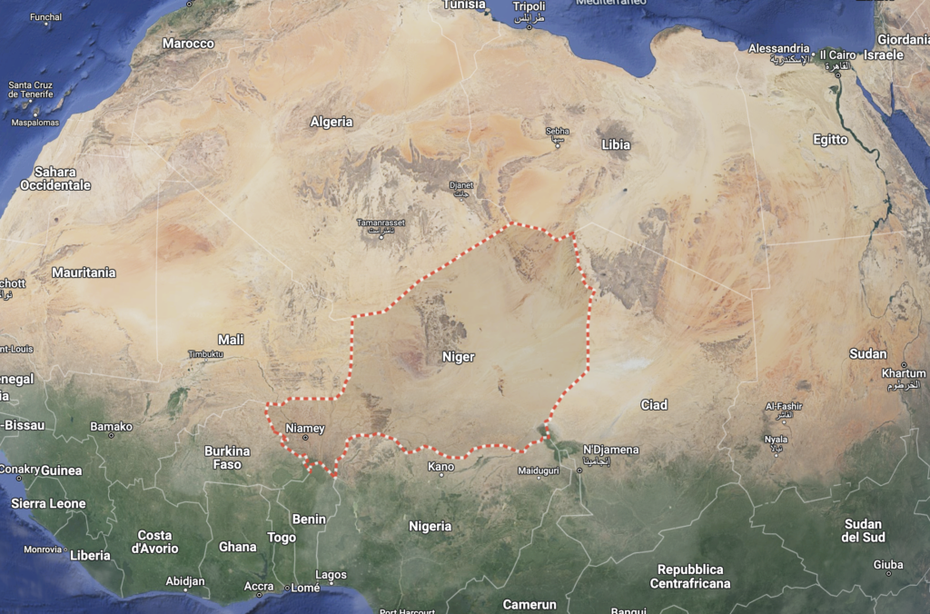 Il Niger nella mappa della regione del Sahel