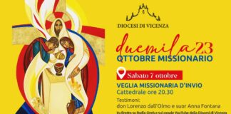 Oltre 50 missionari alla veglia del 7 ottobre presieduta dal Vescovo di Vicenza Giuliano con mons. Beniamino Pizziol e mons. Egidio Bisol: il video Oltre 50 missionari alla veglia del 7 ottobre presieduta dal Vescovo di Vicenza Giuliano