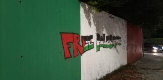 Tricolore per lo sport e all’uscita della base Usa deturpato da scritte pro Palestina: in centro a Vicenza fiaccolata dei centri sociali tricolore palestina