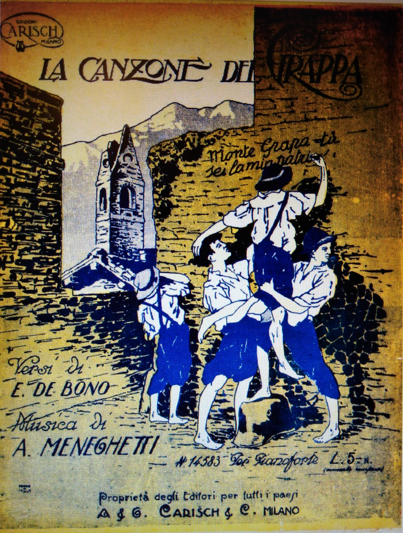 Copertina del fascicolo la Canzone del Grappa, Edizioni CarischMilano, 1920 circa. Coll. G. Ceraso