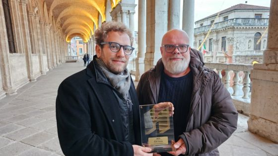 Basilica Palladiana:Sindaco Giacomo Possamai e Daniele Ferrarin, titolare di Pieffe