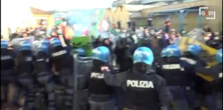 VicenzaOro: scontri con centri sociali “contenuti” da Questura di Vicenza, manifestano pacifici palestinesi. Ostellari, Fontana, Coisp, FSP contro violenza Agenti della Questura di Vicenza intervengono durante scontri con centri sociali (frame Gedi)