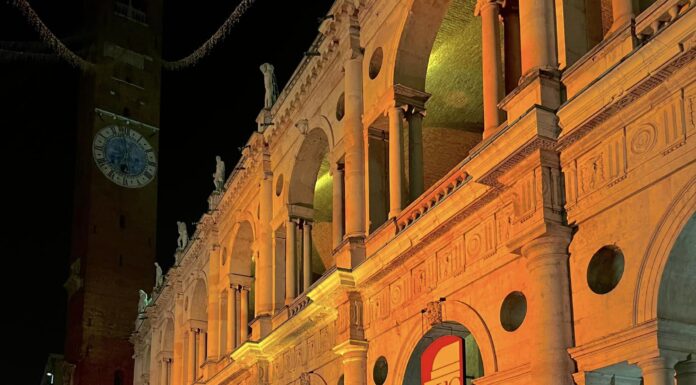 Vioff Golden Road: percorsi di creatività nel cuore di Vicenza La suggestiva illuminazione della Basilica in occasione di ViOff