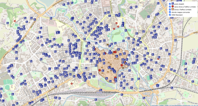 Persone con disabilità : la mappa dei 742 parcheggi riservati a Vicenza, vista parziale