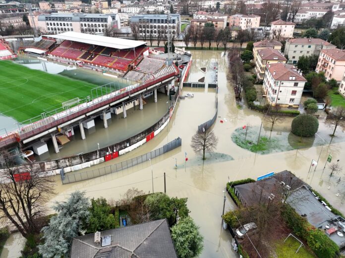 Vicenza maltempo allagamenti stadio