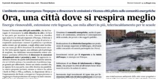 Aria Vicenza inquinata, Gruppo Rucco sindaco: “Gli slogan della campagna elettorale sono rimasti tali” aria inquinata vicenza