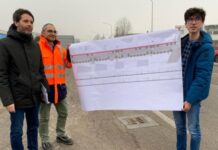 Spazi verdi e percorsi pedonali e ciclabili per riqualificare viale della Tecnica Riqualificazione di Viale della Tecnica. Da sinistra Cristiano Spiller, Giancluca Mascellani, Alessandro Vignaga