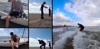 Matteo Mariotti torna sul surf con la protesi dopo l’attacco di uno squalo