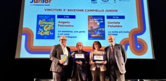 Campiello Junior, Angelo Petrosino e Daniela Palumbo vincono la terza edizione Campiello Junior, da sinistra Carraro, Petrosino, Palumbo e Calabrò