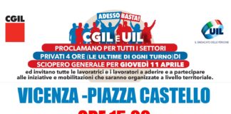 Sciopero generale, a Vicenza sit-in dei sindacati a Piazza Castello sciopero
