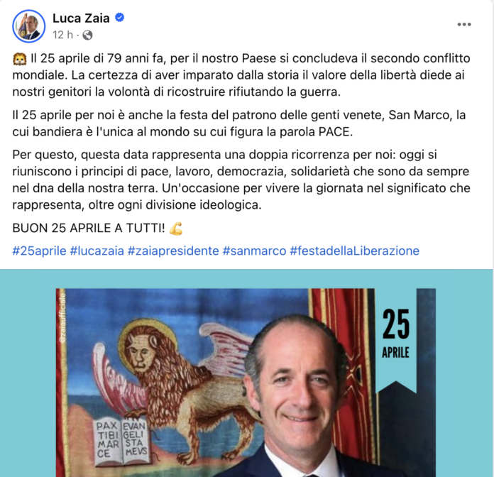 25 aprile per Zaia