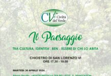 Incontri sul Paesaggio organizzati da Civiltà del Verde ai Chiostri di S. Lorenzo, ore 17,30 il 30 aprile, il 21 e 28 maggio Incontri sul Paesaggio organizzati da Civiltà del Verde