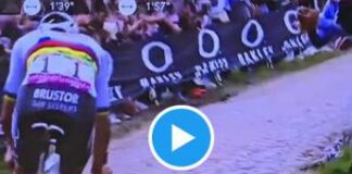 Parigi-Roubaix, van der Poel e il gesto folle dello spettatore – video