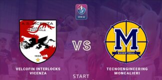 Basket A2 femminile: gara-1 va alla Velcofin Interlocks Vicenza 56-50, mercoledì può arrivare la salvezza a Moncalieri Velcofin Interlocks Vicenza vs Moncalieri