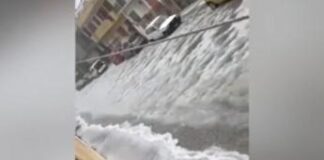 Grandinata a Nardò, la strada è un fiume di ghiaccio – Video
